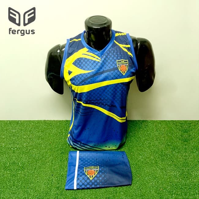 foto de camisetas de basquet personalizadas azul amarillo