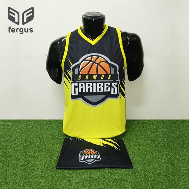 foto de camisetas de basquet personalizadas amarillo negro
