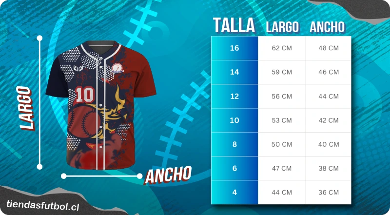 camisetas de beisbol personalizadas tallas niño chile