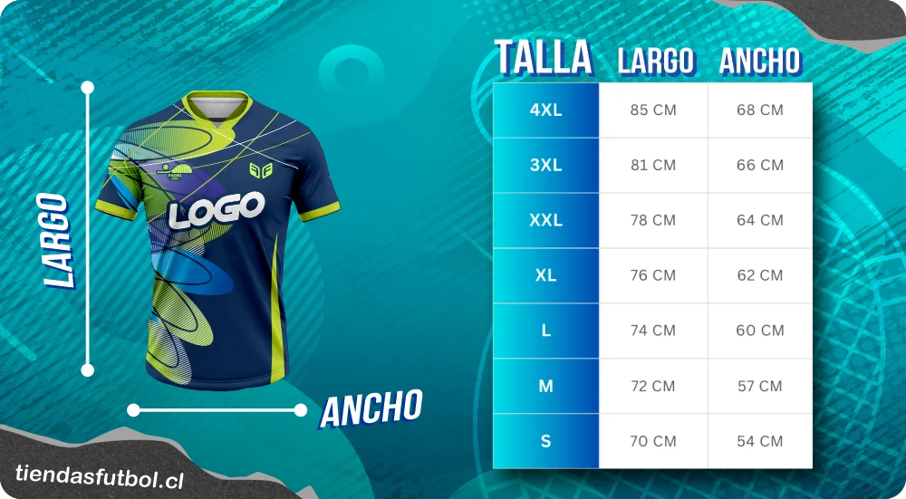 camisetas de padel cuadro de medidas talla hombre chile