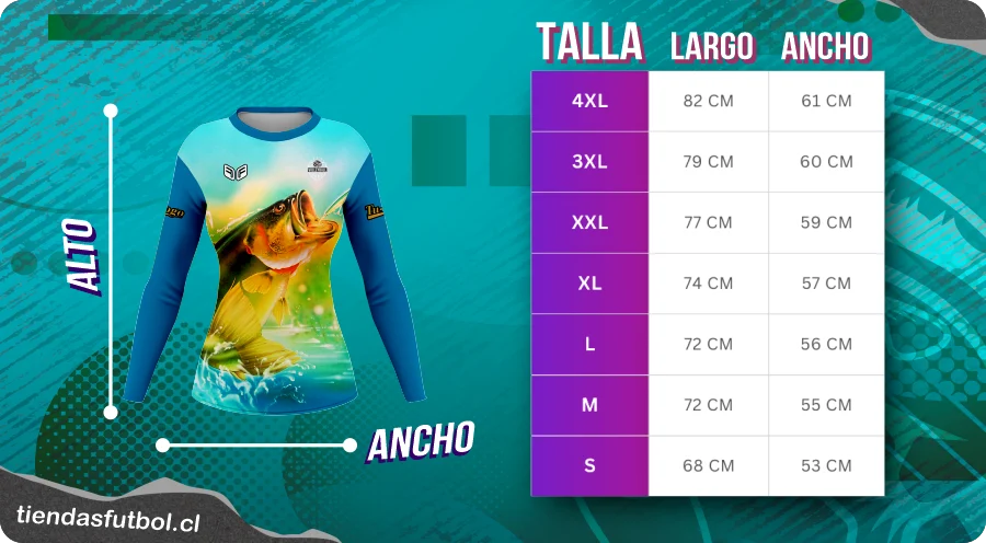 poleras de pesca personalizadas talla mujeres chile