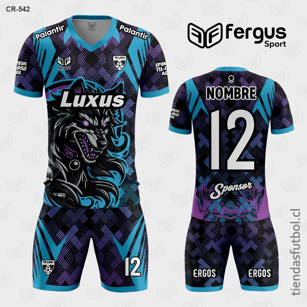 Camisetas de Futbol Lobo Celeste y Morado