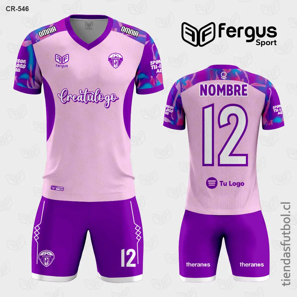Camisetas de Futbol Morado con Rosado Hombros multicolor
