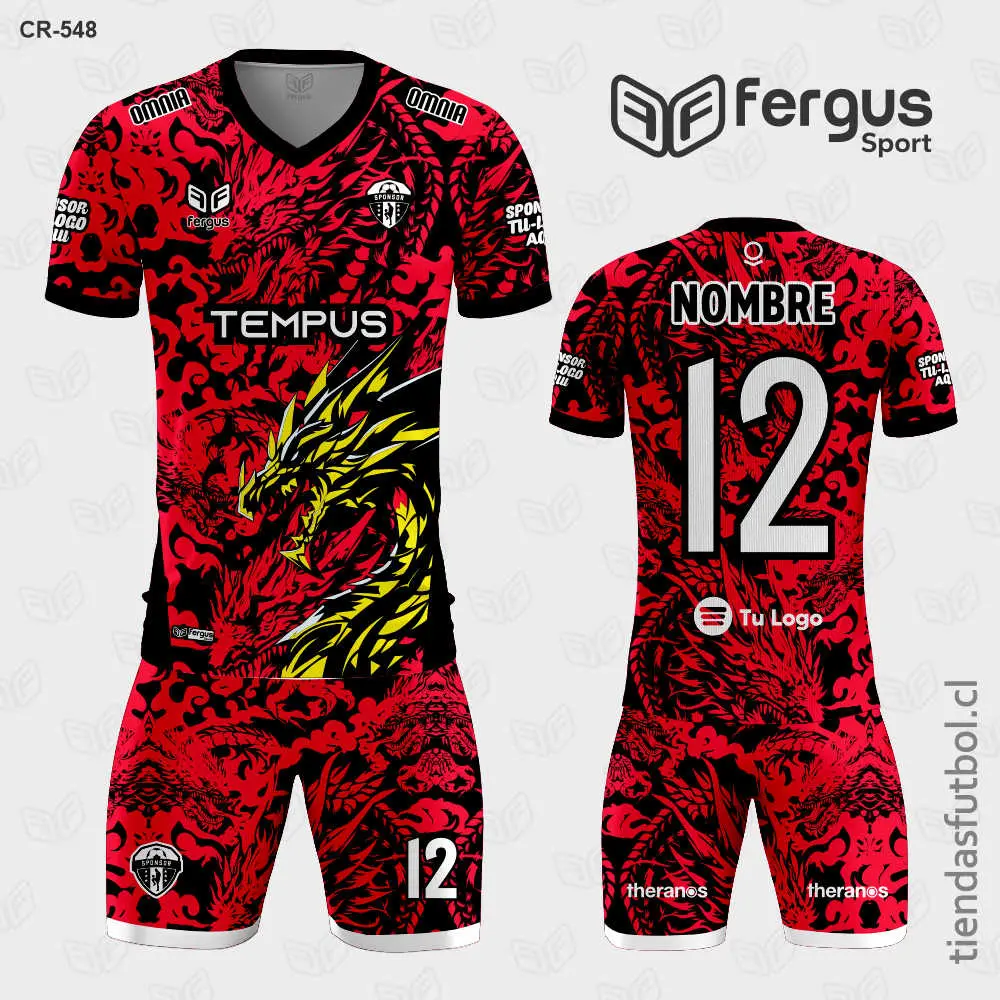 Camisetas de Futbol Dragón Amarillo y rojo