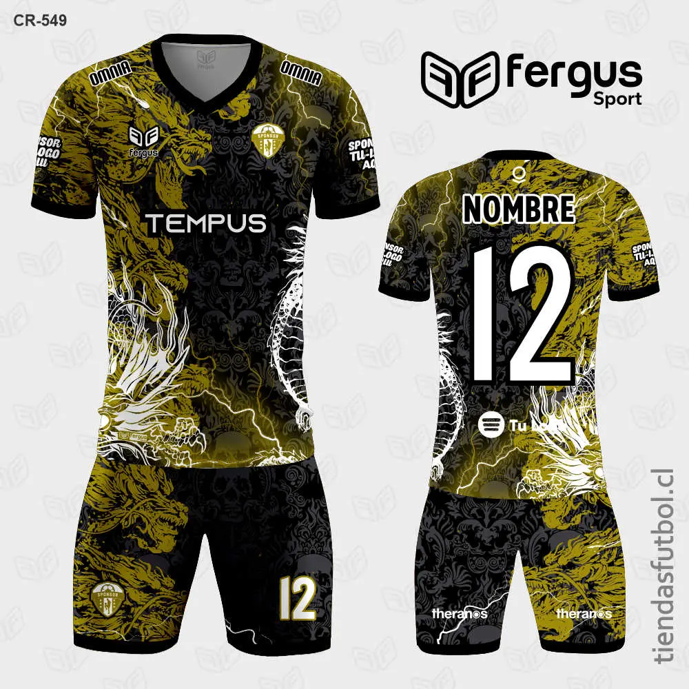 Camisetas de Futbol Dragón Chino Dorado y Negro