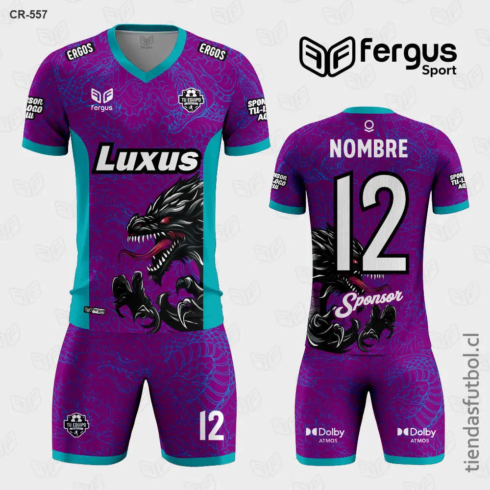 Camisetas de Futbol Dragón morado con verde jade