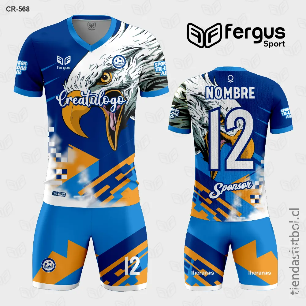 Camisetas de Futbol águila Azul con Naranja