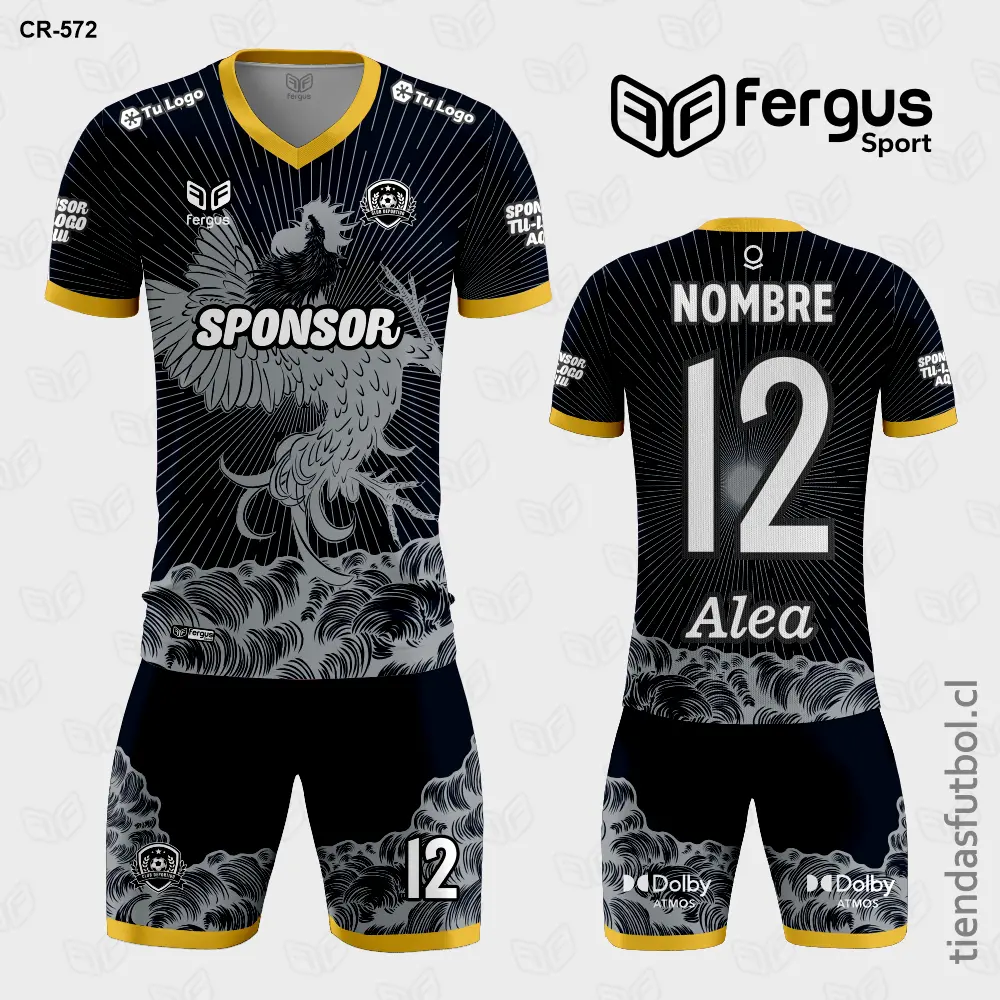 Camisetas de Futbol negro con dorado