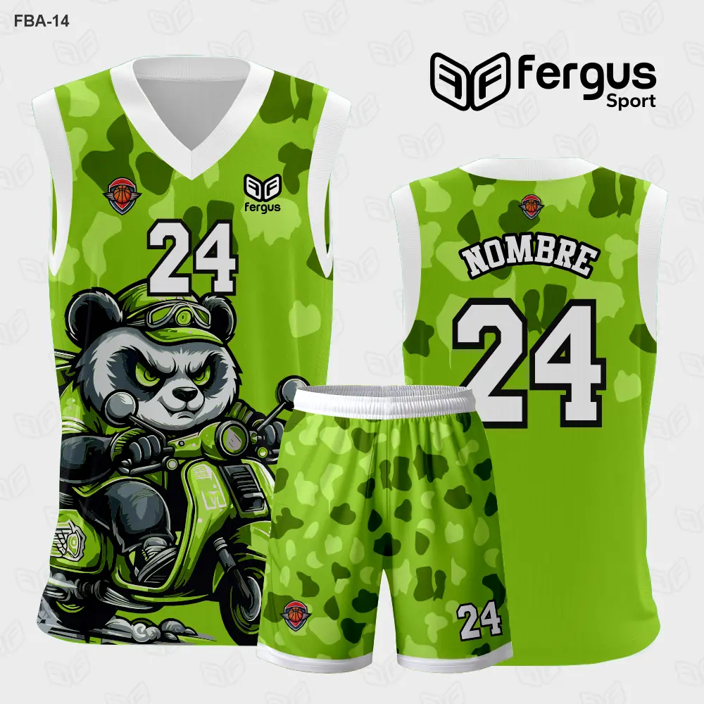 Camiseta de Basquetbol Oso VERDE Blanco