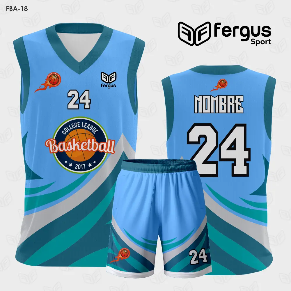 Camiseta de Basquetbol celeste y gris