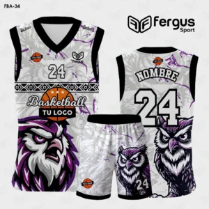 Camisetas de Basquet Blanco con Morado