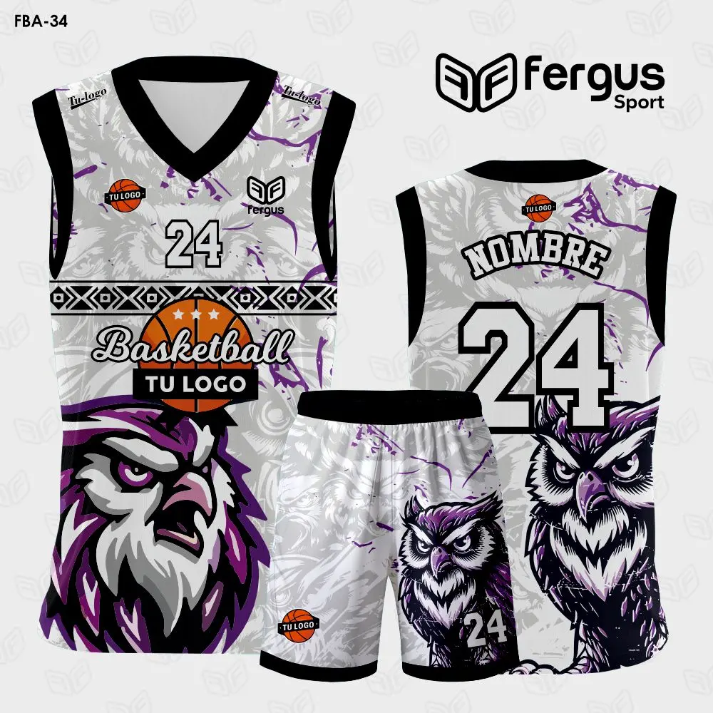 Camisetas de Basquet Blanco con Morado