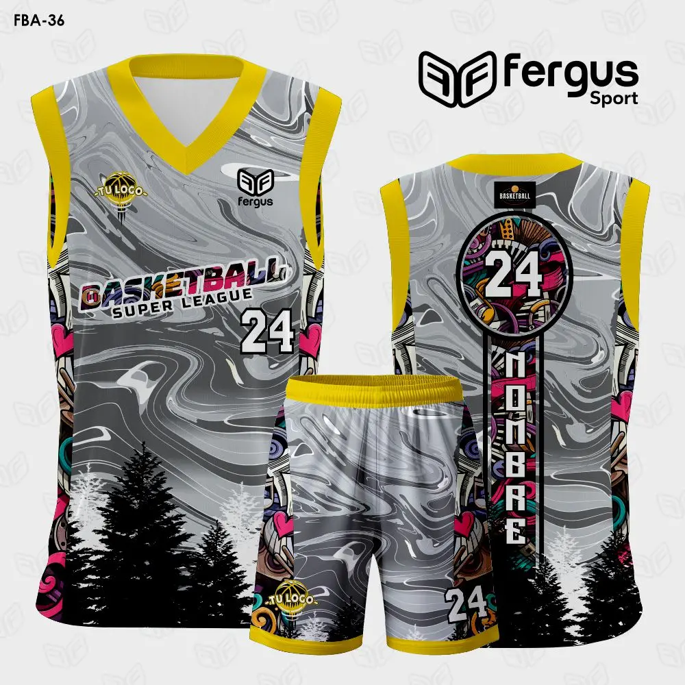 Camisetas de Basquet Plomo con Dorado
