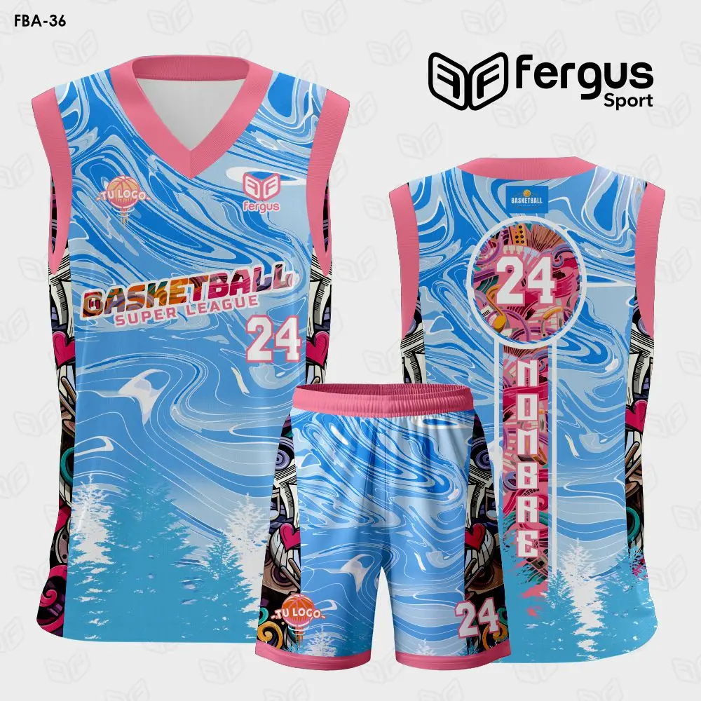 Camisetas de Basquet ROSADO Y CELESTE