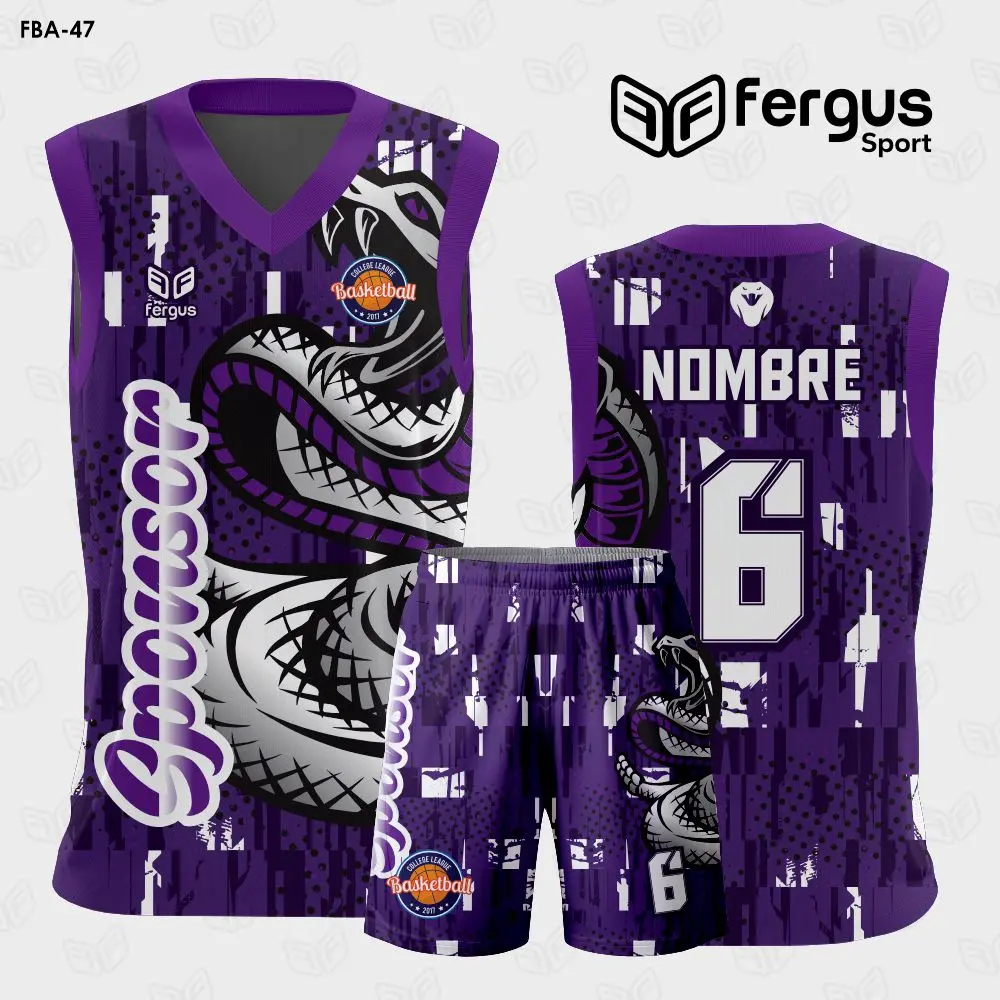 Camisetas de Basquet morado Serpiente