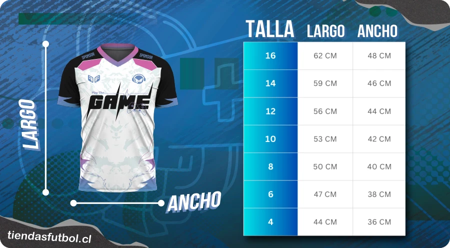 camisetas esports cuadro de talla niño