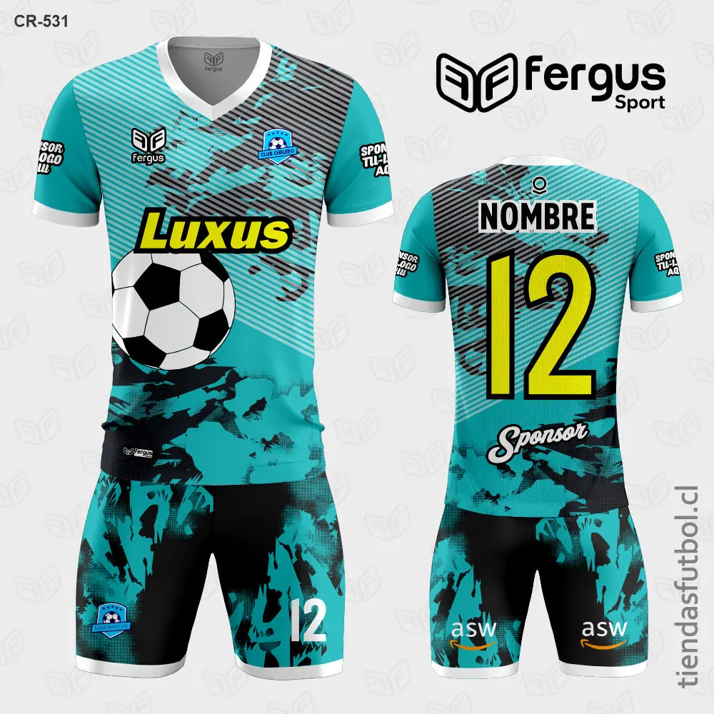 Camisetas de Futbol Pelota Turquesa Negro Gris