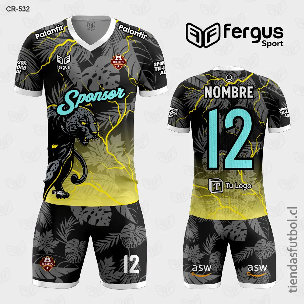 Camisetas de Futbol Pantera Gris y negro