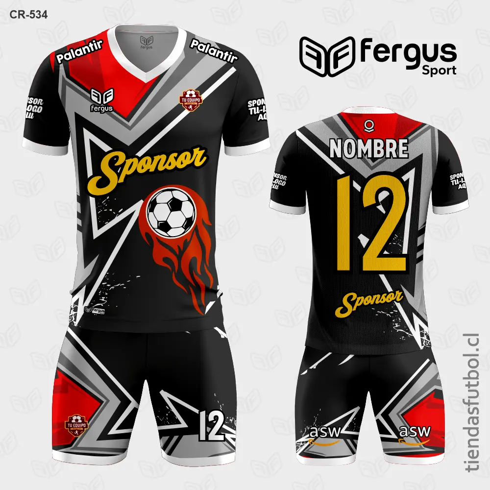 Camisetas de Futbol Pelota negro gris rojo