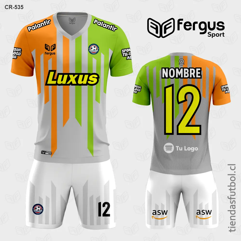 Camisetas de Futbol Rayas naranja verde gris