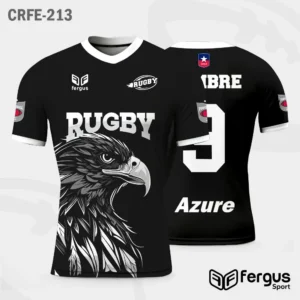 Camisetas de Rugby Negro ribetes blancos