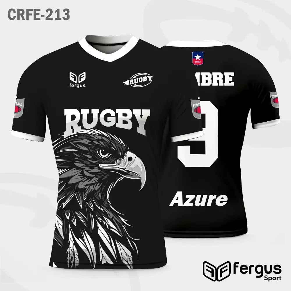Camisetas de Rugby Negro ribetes blancos