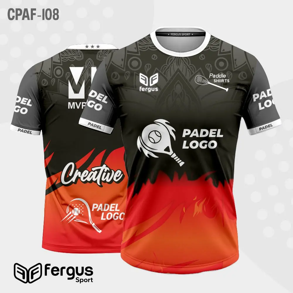 Camisetas de Padel Negro con rojo