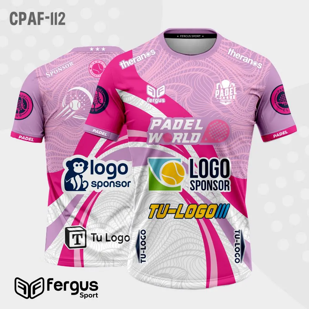 Camisetas de Padel rosado con blanco