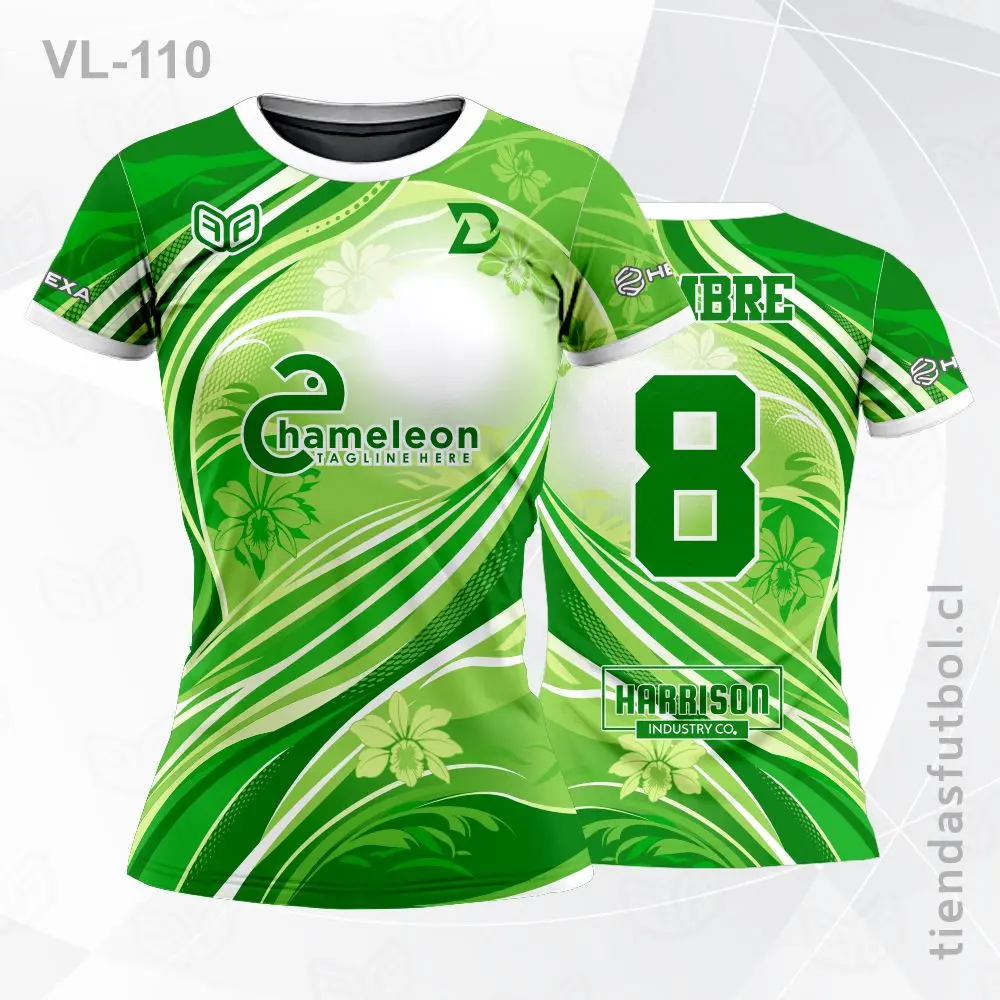 Camiseta de voleibol VL-110 verde sólido para equipos personalizados.