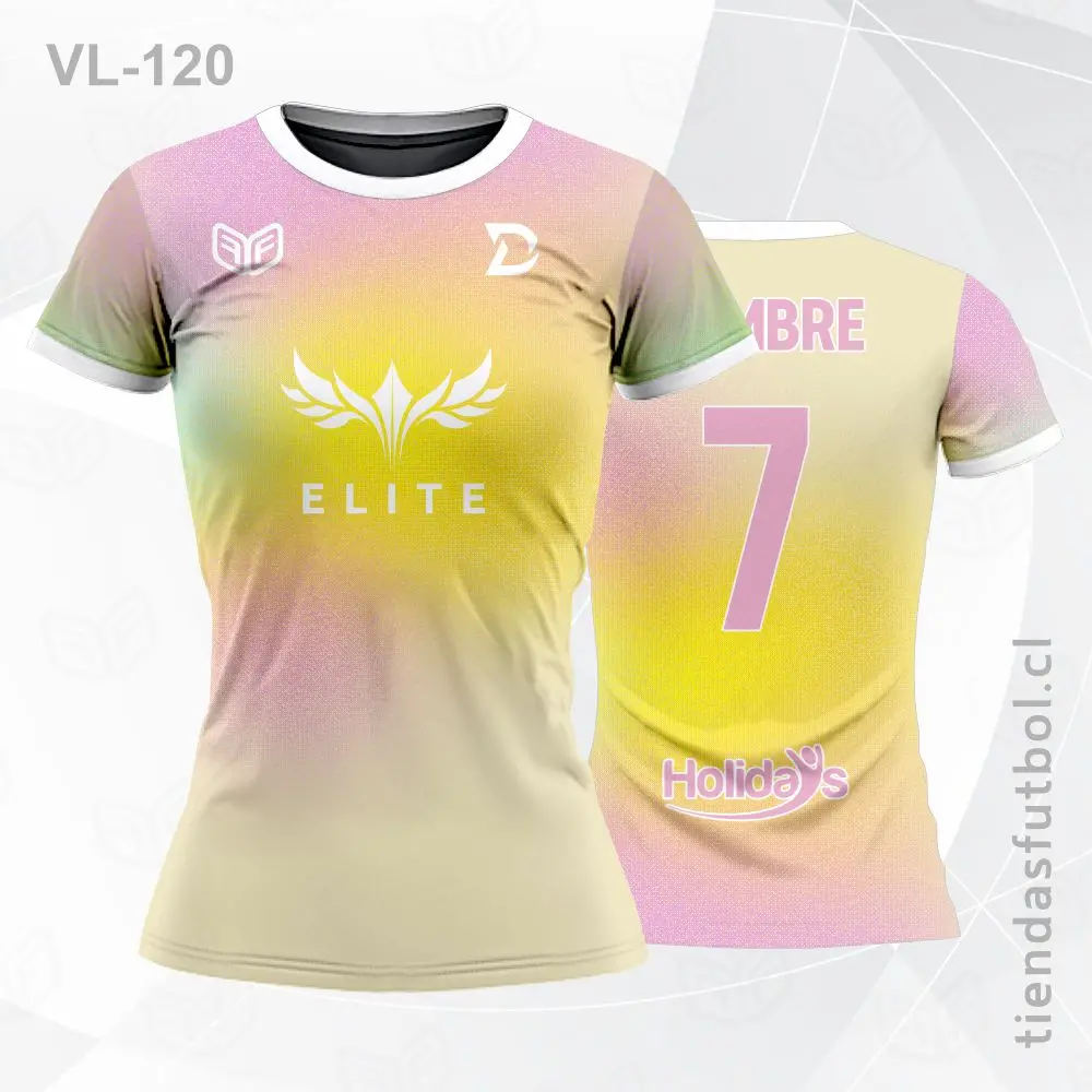 Camisetas de Voleibol sublimadas rosado y beige personalizadas en chile