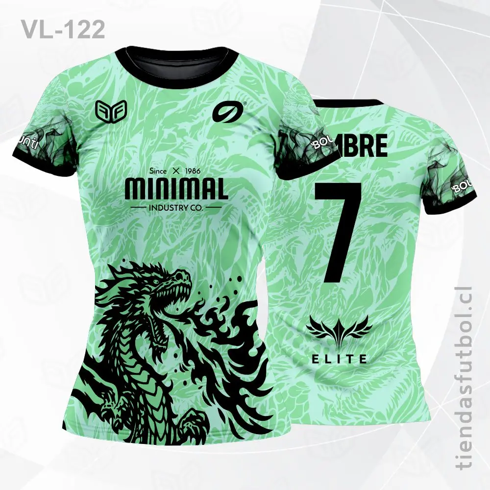 Camiseta de voleibol VL-122 verde agua, modelo liso personalizado.