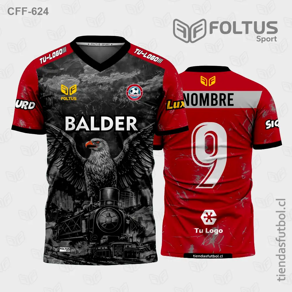 Camisetas de Fútbol Sublimadas Rojo con Negro Personalizadas en Chile 2026