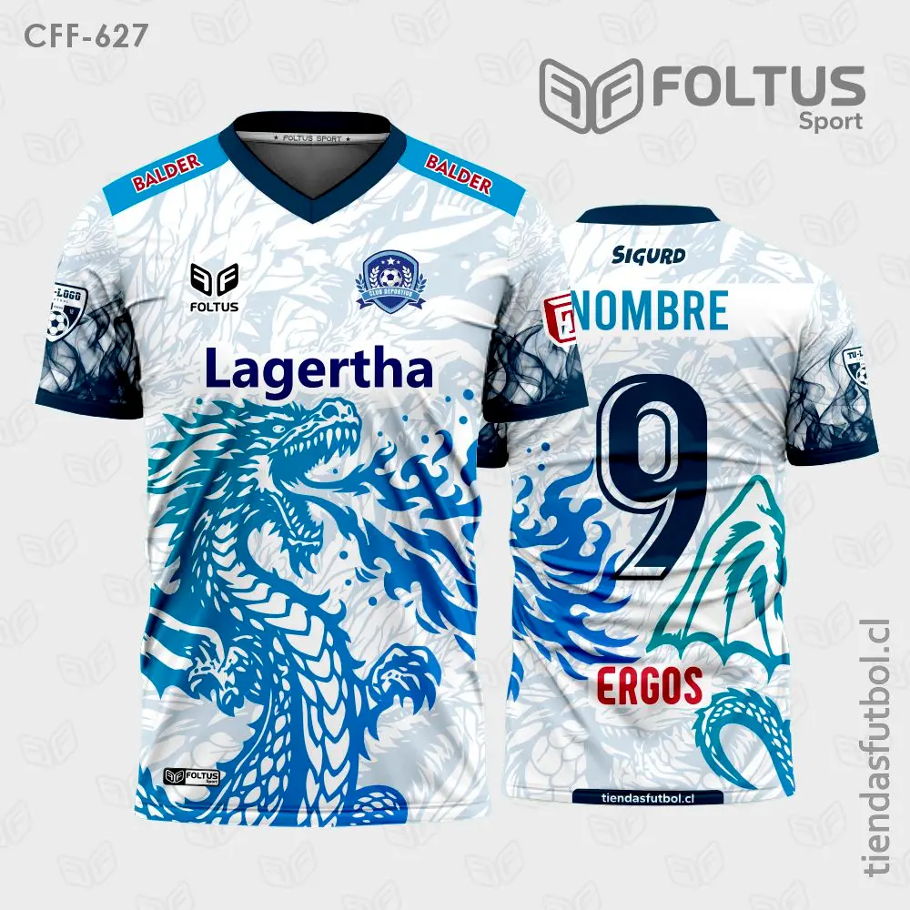 Camisetas de Fútbol para Varón Blanco con Azul Personalizadas en Chile 2026
