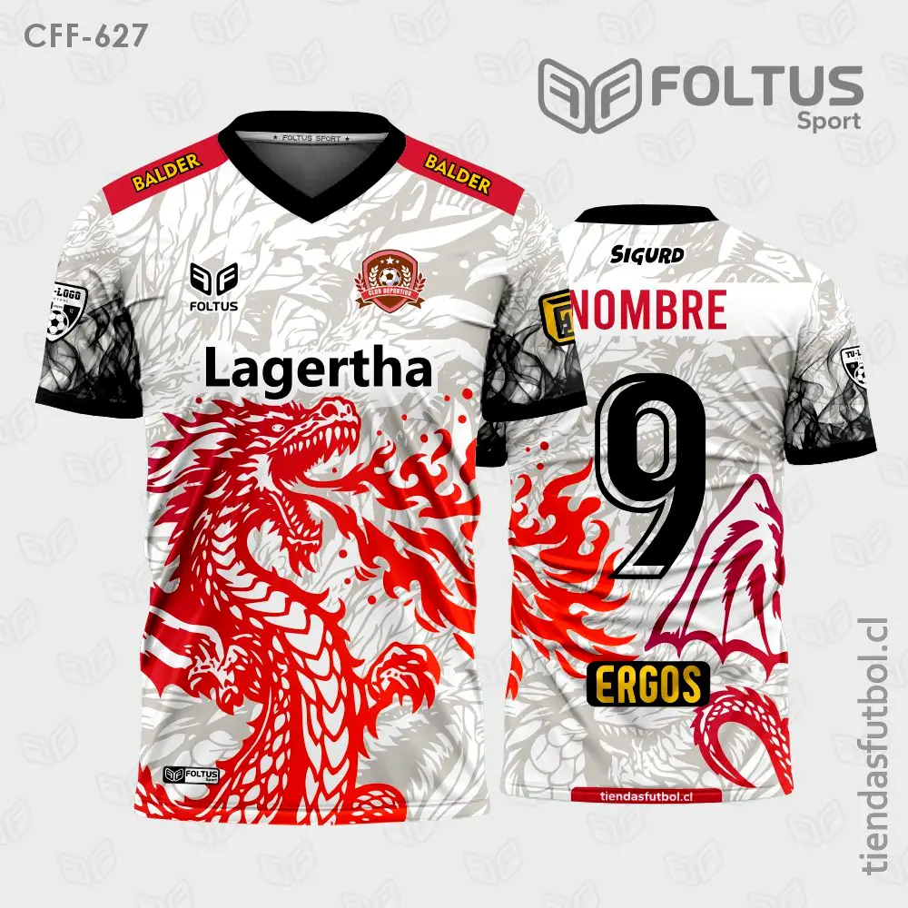 Camiseta de fútbol CFF-627 rojo con blanco, diseño de competición personalizado