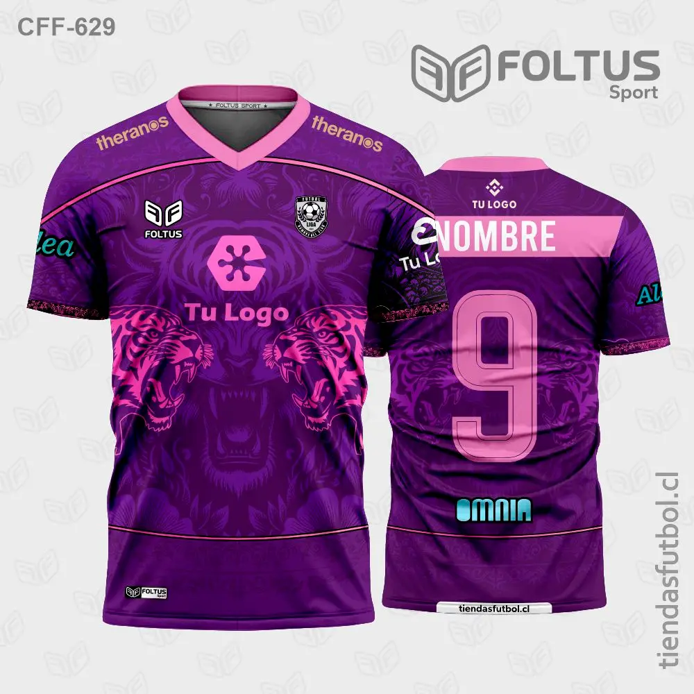 Camiseta de fútbol CFF-629 morado con rosado, diseño creativo personalizado
