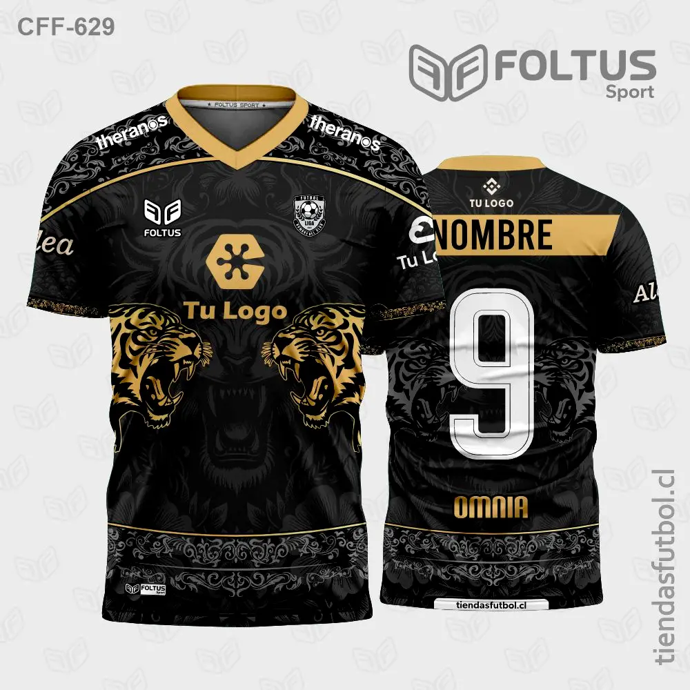 Camisetas de Fútbol Masculinas Negro y Dorado Personalizadas en Chile 2026