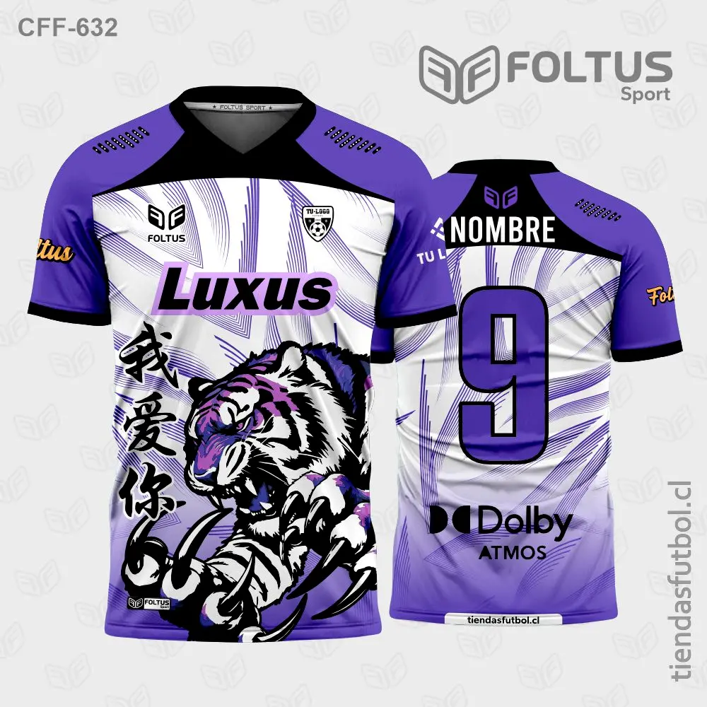 Camiseta de fútbol personalizadas CFF-632 morado con blanco, estilo deportivo personalizado