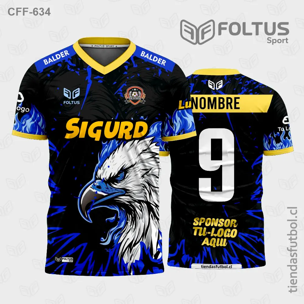 Camisetas de Fútbol Masculinas Azul con Amarillo Personalizadas en Chile 2026