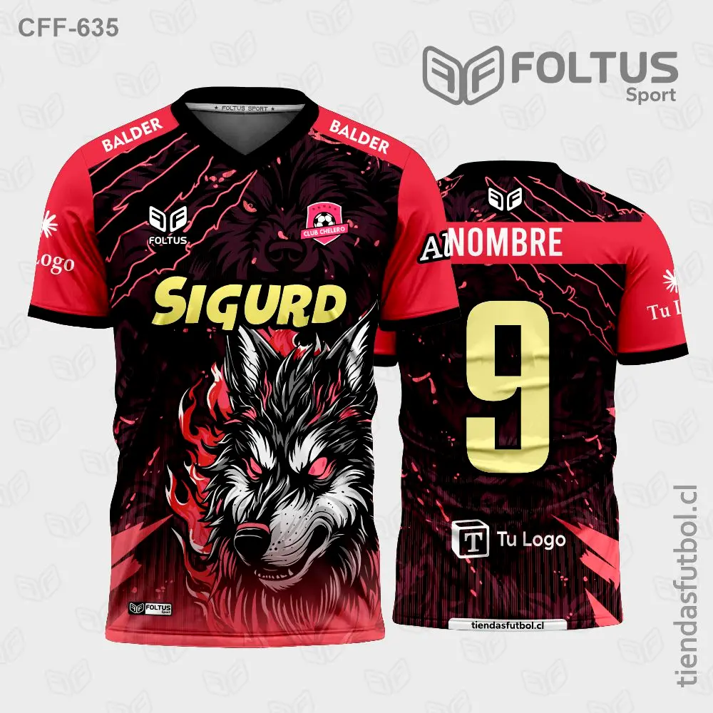 Camisetas de Fútbol Masculinas Rojo y Negro Personalizadas en Chile 2026