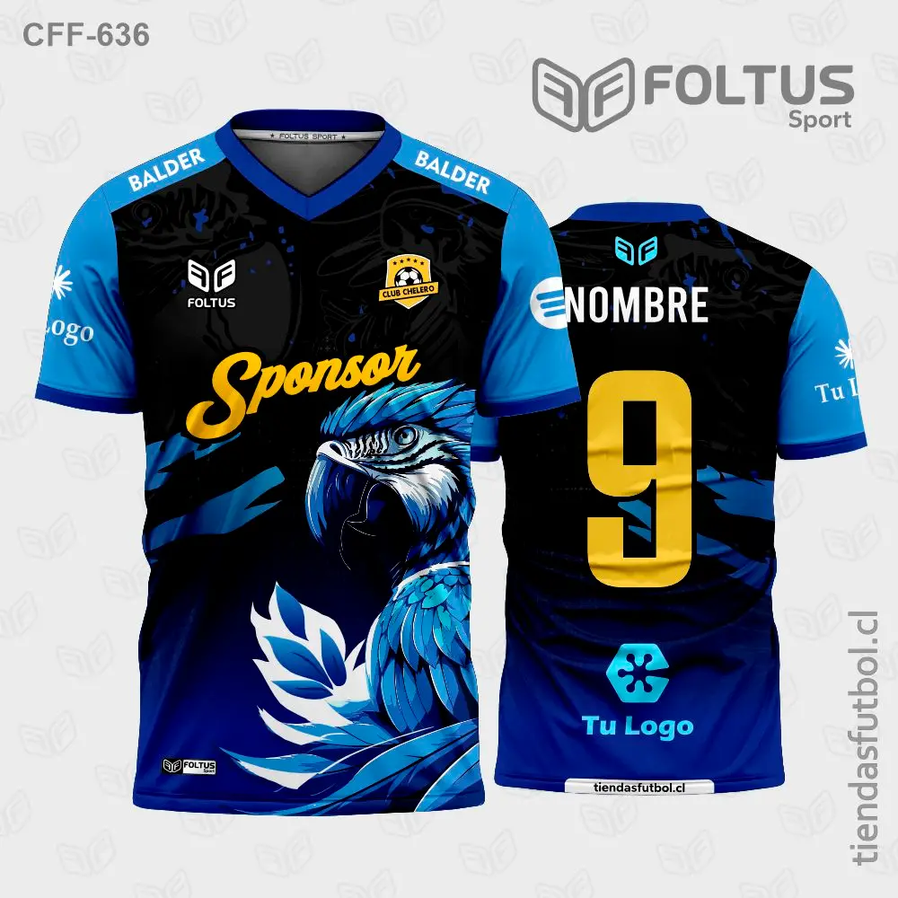 Camiseta de fútbol personalizadas CFF-636 azul con celeste, diseño estético personalizado