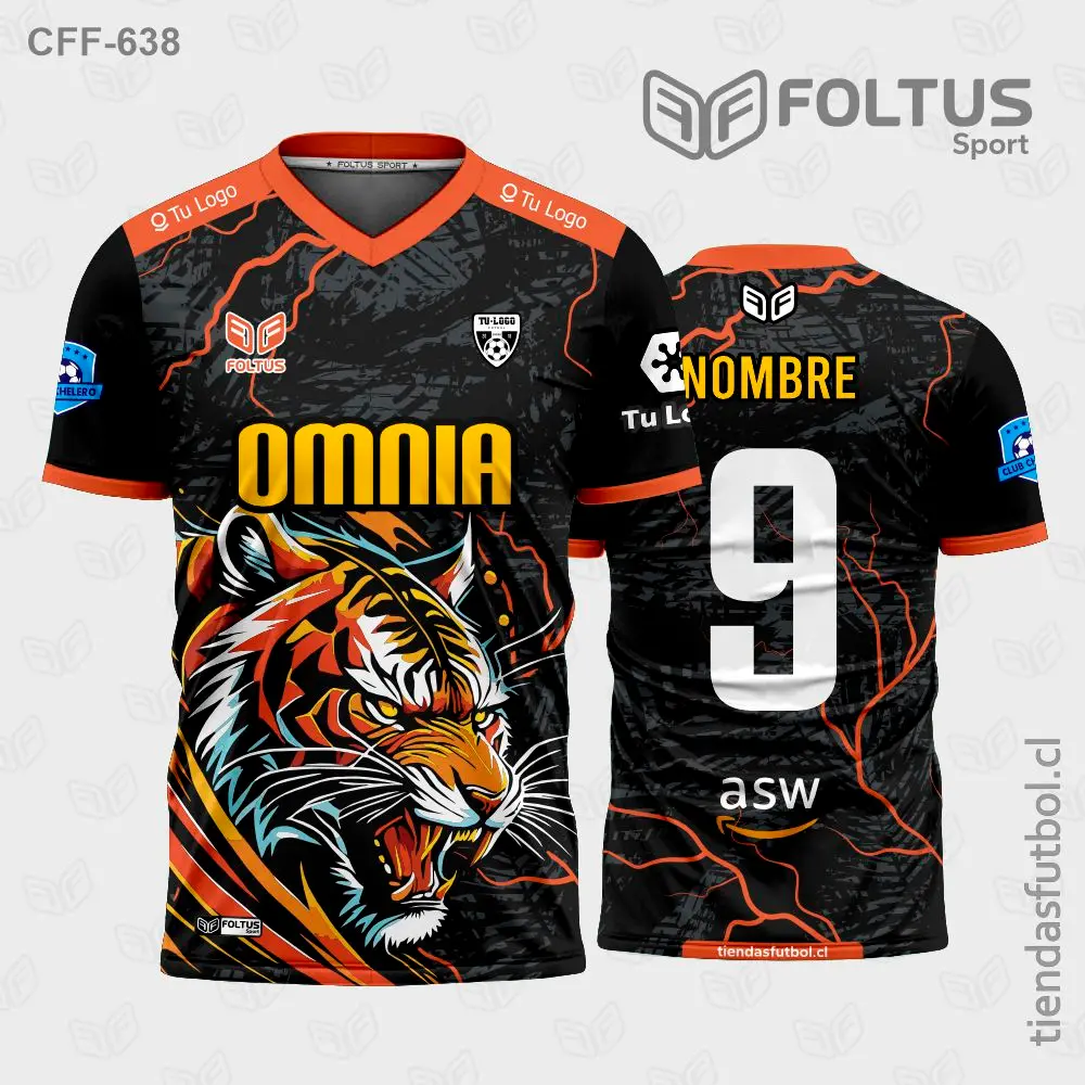 Camisetas de Fútbol para Varón Naranja con Negro Personalizadas en Chile 2026