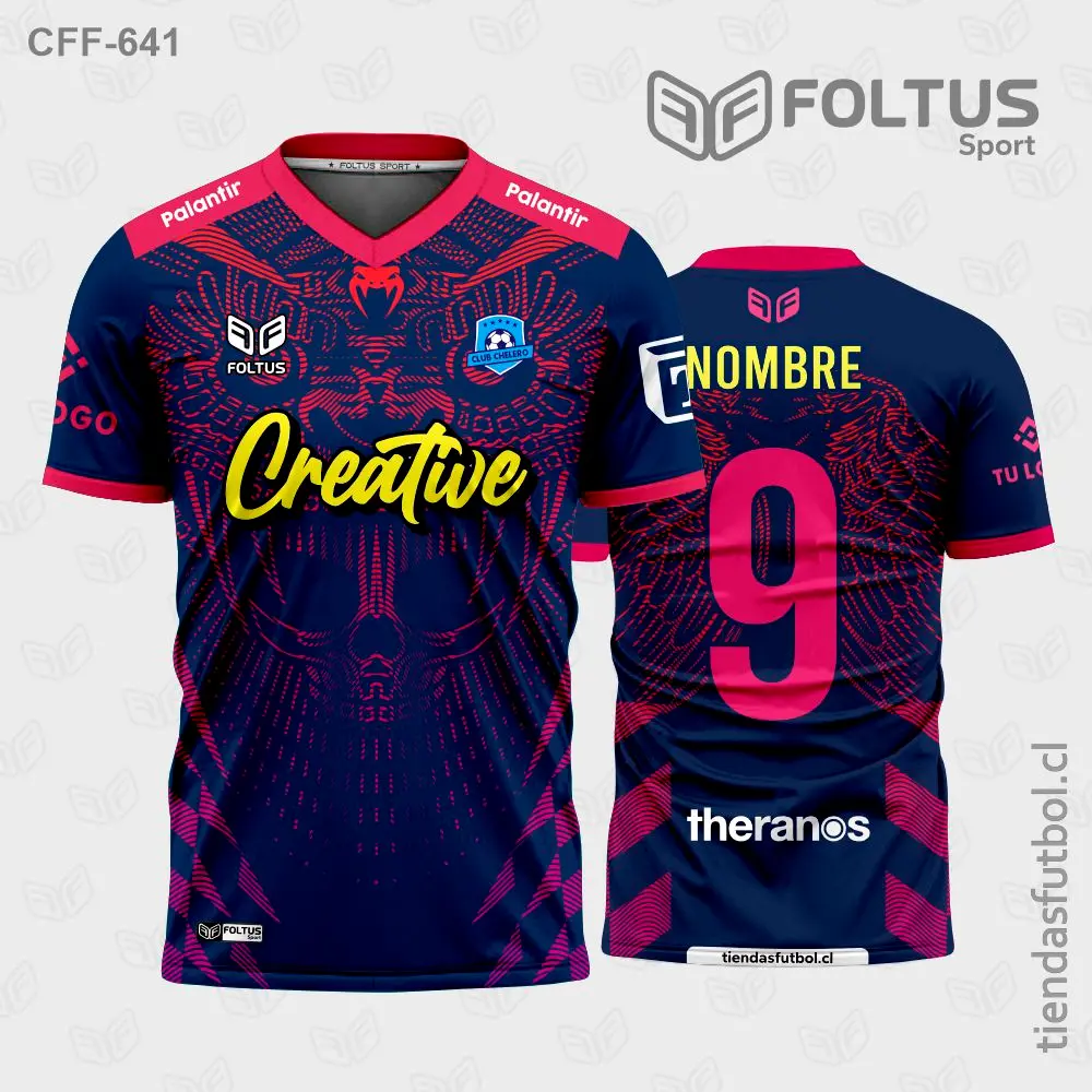 Camiseta de fútbol personalizadas CFF-641 azul con rojo, estilo deportivo moderno