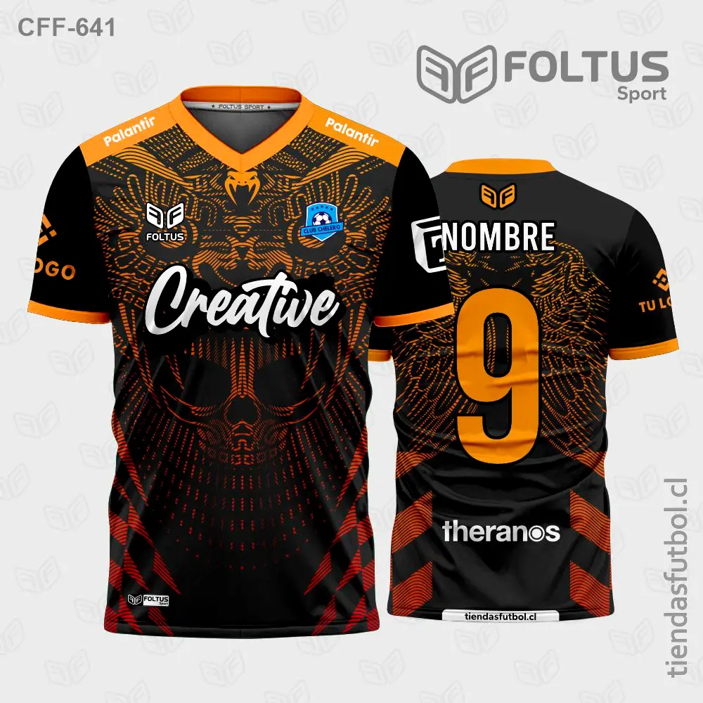 Camisetas de Fútbol para Varón Negro y Naranja Personalizadas en Chile 2026