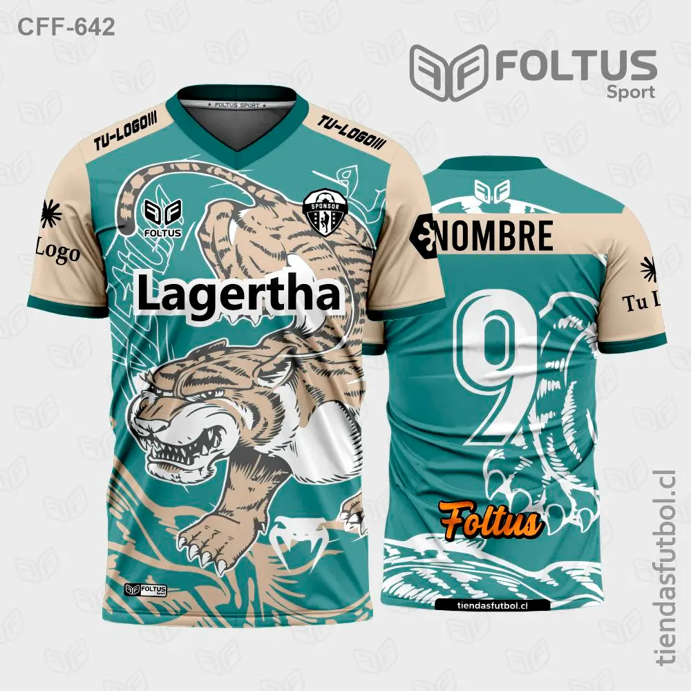 Camiseta de fútbol personalizadas CFF-642 verde con crema, estilo sobrio personalizado