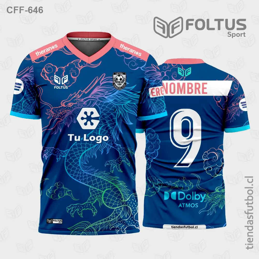 Camisetas de Fútbol con Diseño Azul y Rosado Personalizadas en Chile 2026
