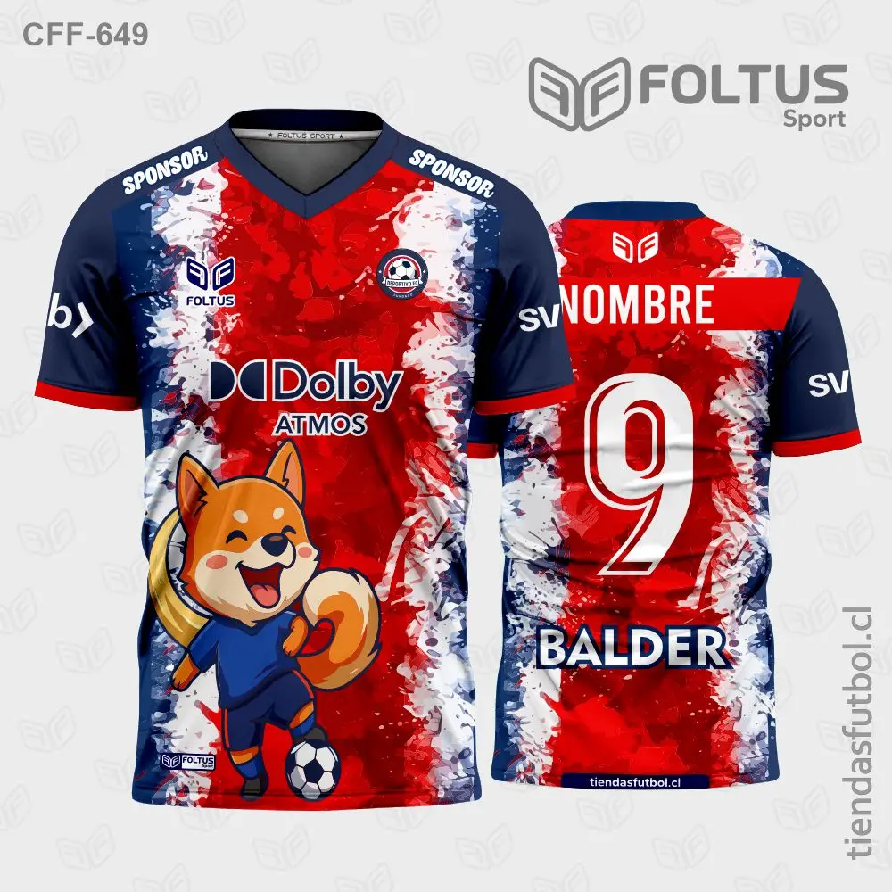 Camiseta de fútbol personalizadas CFF-649 rojo con azul, diseño de equipo personalizado