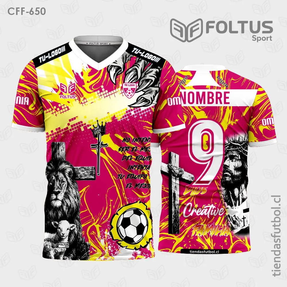 Camiseta de fútbol personalizadas CFF-650 rojo con amarillo, diseño tradicional personalizado