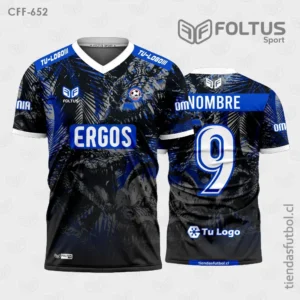Camisetas de Fútbol Masculinas Negro con Azul Personalizadas en Chile 2026