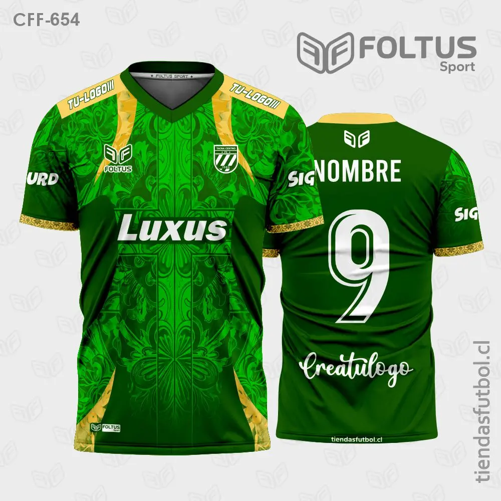 Camiseta de fútbol personalizadas CFF-654 verde con amarillo, diseño fresco de equipo