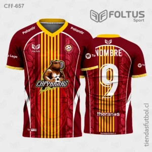 Camisetas de Fútbol Masculinas Rojo con Amarillo Personalizadas en Chile 2026